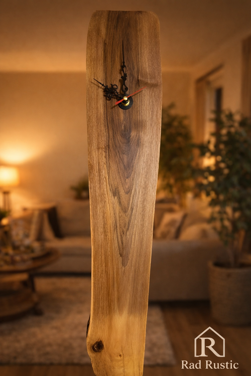 ساعت دیواری رستیک مینیمال با چوب گردو