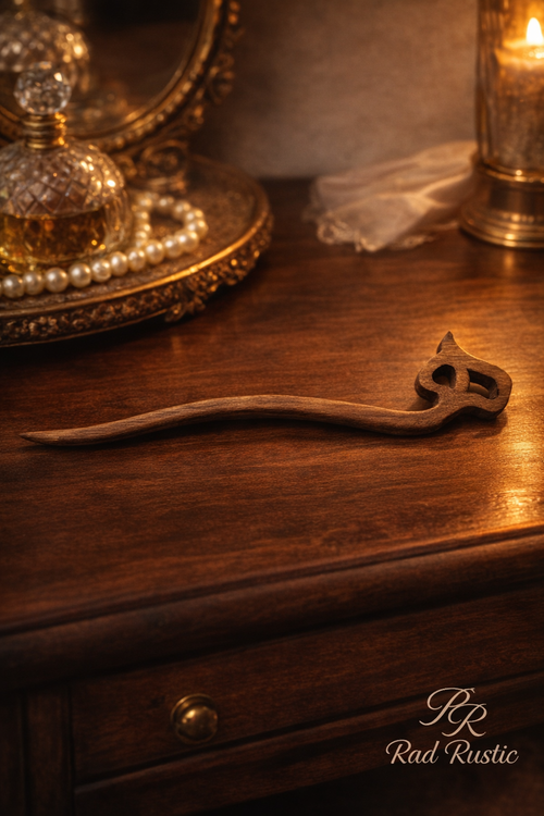 کانزاشی چوبی _ گیره مو ژاپنی چوب گردوی سیاه مدل هیچ