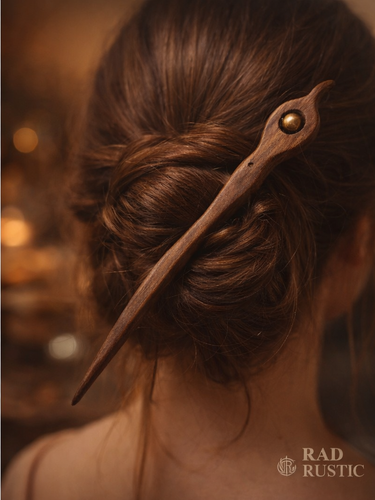 کانزاشی چوبی _ گیره مو ژاپنی چوب گردوی سیاه