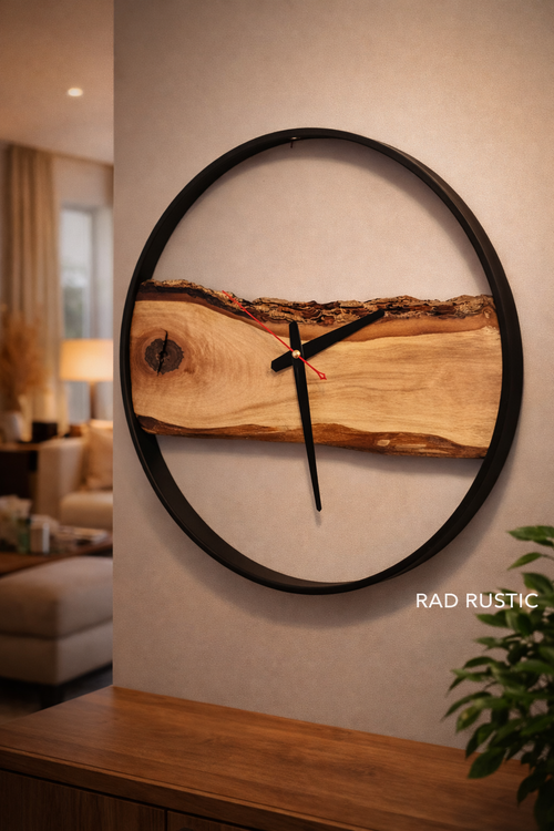 ساعت دیواری رستیک چوبی قطر۶۰