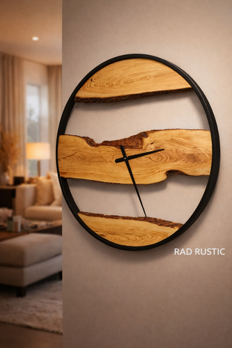 ساعت دیواری رستیک چوبی قطر۱۰۰