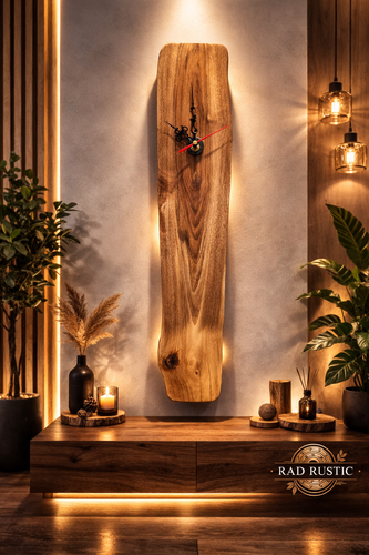 ساعت دیواری رستیک مینیمال با چوب گردو